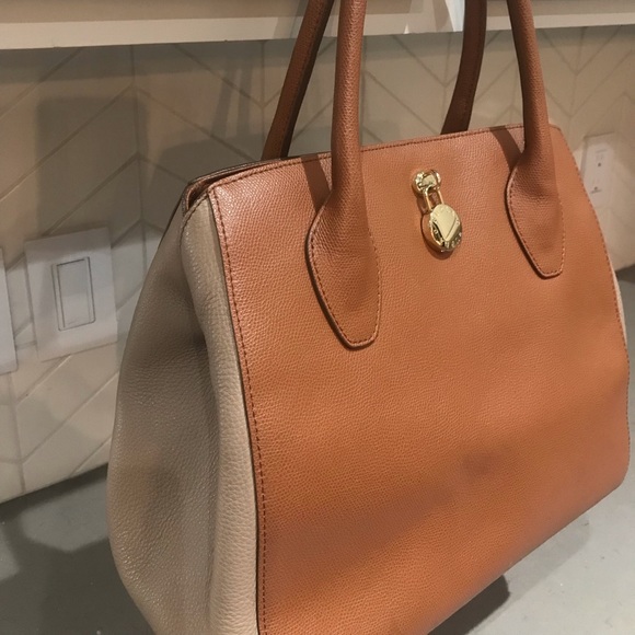 Authentic “Olympia” Furla soft leather color block shoulder bag - Picture 2 of 9